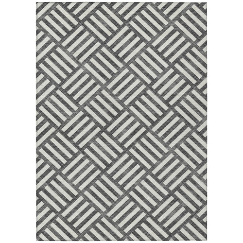 10′ X 14′ Black And Ivory Geometric Washable Indoor Outdoor Area Rug — view 2