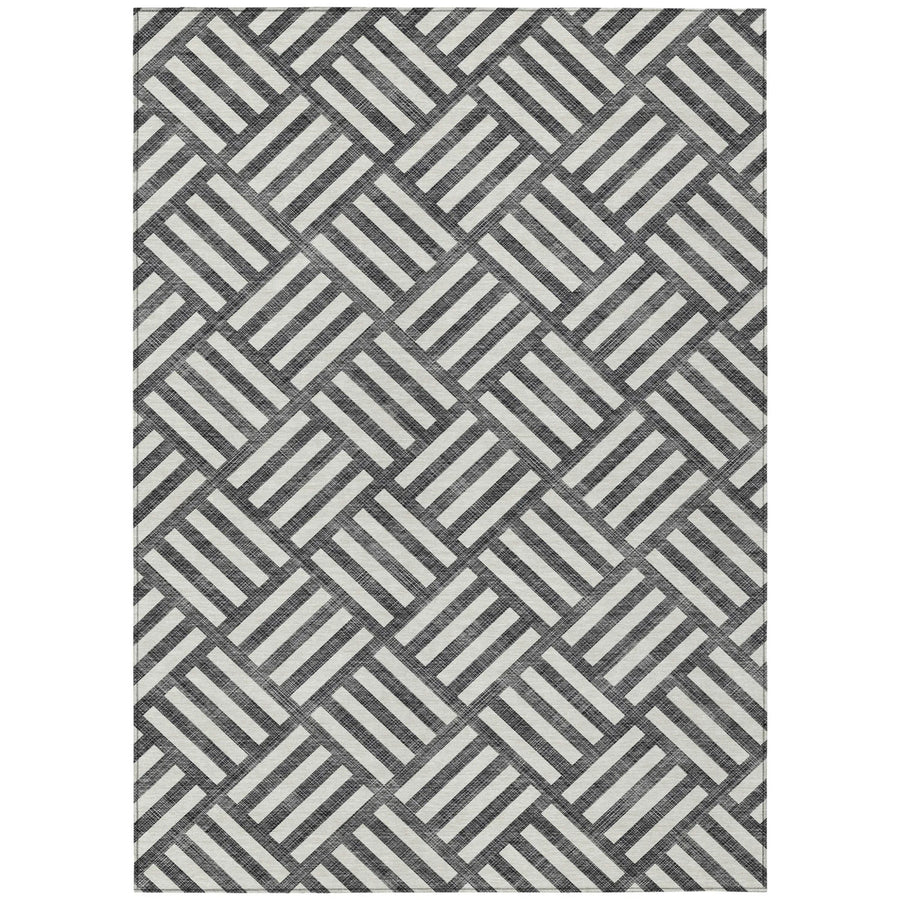 10′ X 14′ Black And Ivory Geometric Washable Indoor Outdoor Area Rug — view 2