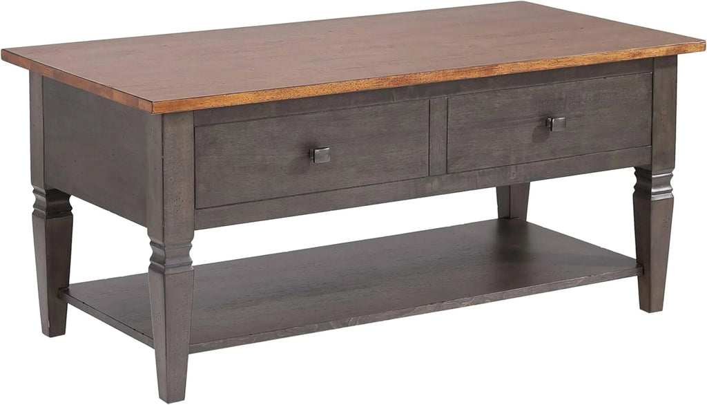 Sunset Trading Dakota 22×44 Rectangular Coffee Table with Drawers and Storage Shelf | Living Room Office Bedroom Cocktail Fu…