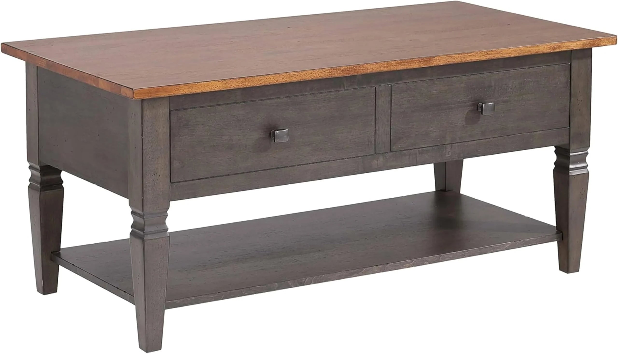 Sunset Trading Dakota 22×44 Rectangular Coffee Table with Drawers and Storage Shelf | Living Room Office Bedroom Cocktail Fu…