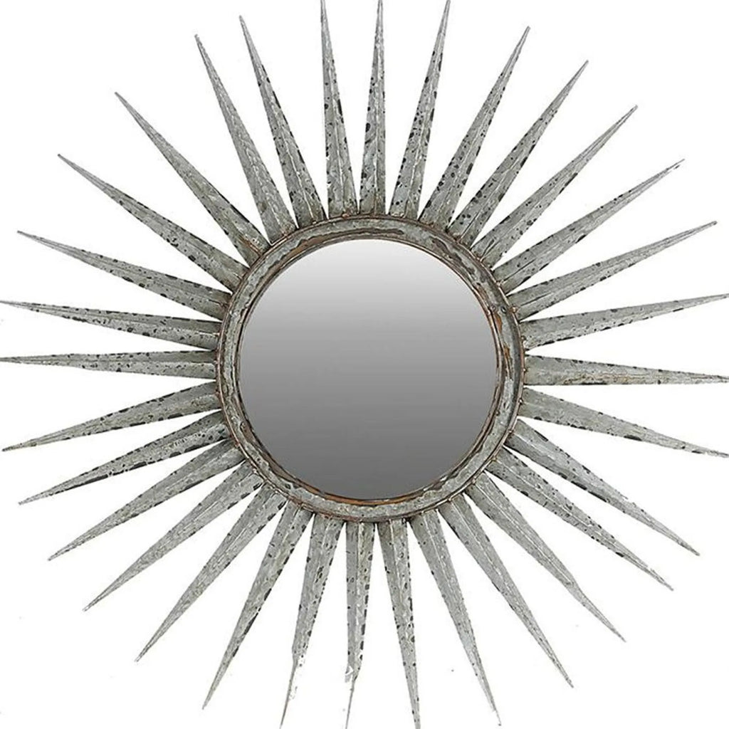 30″ Antiqued Silver Gray Sunburst Wall Mounted Accent Mirror — view 4