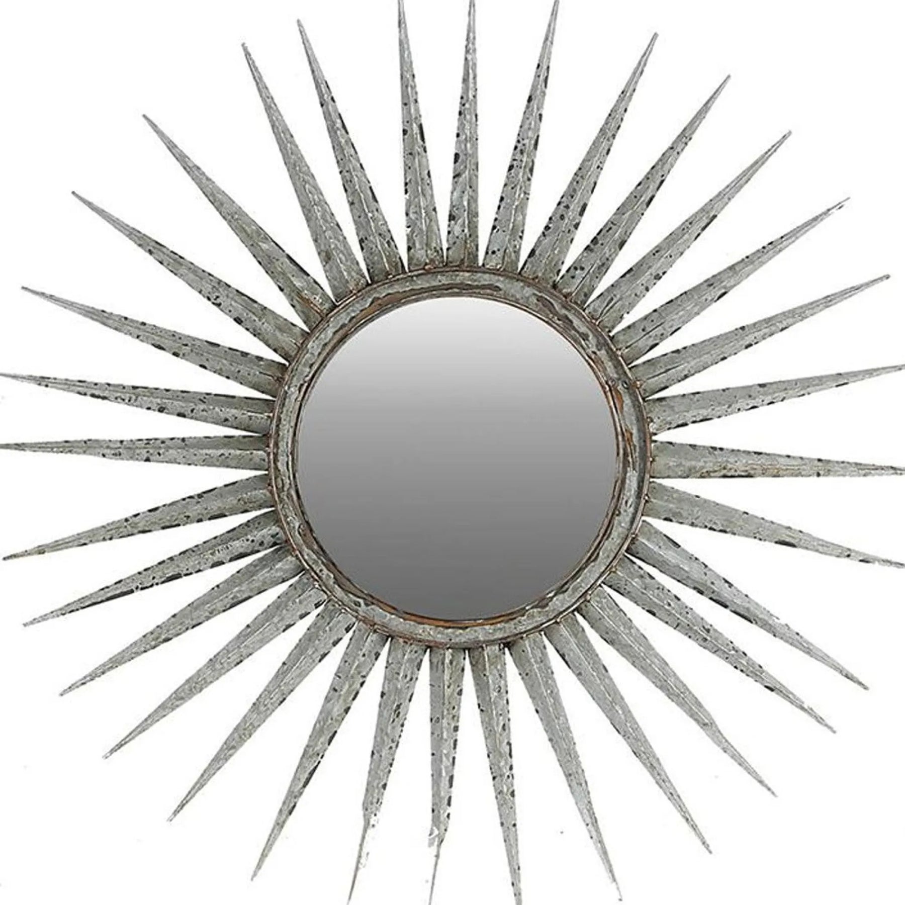 30″ Antiqued Silver Gray Sunburst Wall Mounted Accent Mirror — view 4