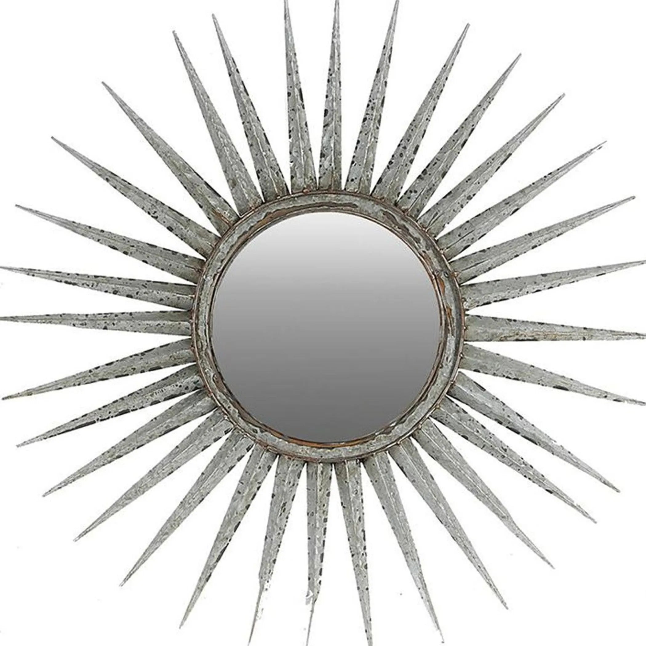 30″ Antiqued Silver Gray Sunburst Wall Mounted Accent Mirror — view 4