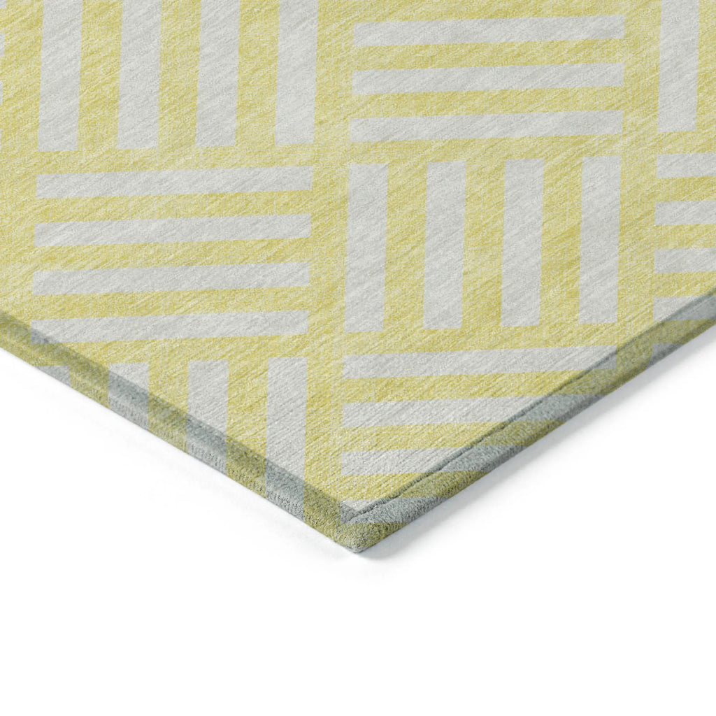 10′ X 14′ Yellow And Ivory Geometric Washable Indoor Outdoor Area Rug — view 4