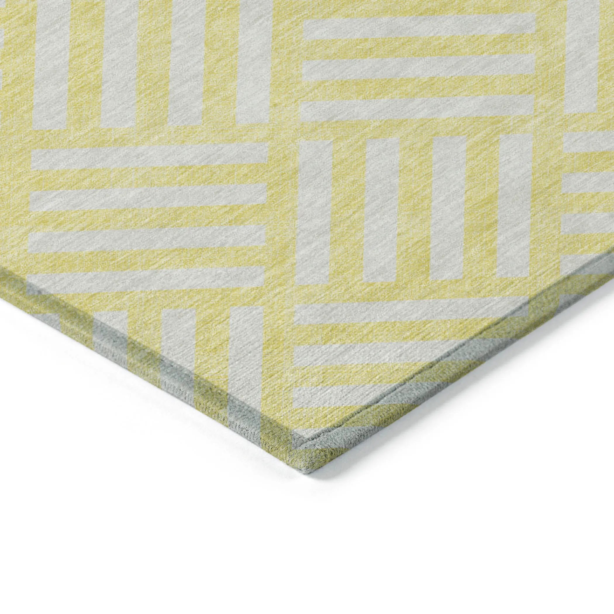 10′ X 14′ Yellow And Ivory Geometric Washable Indoor Outdoor Area Rug — view 4