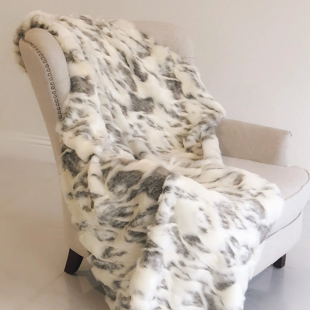 Plutus Ivory Rabbit Faux Fur Handmade Luxury Throw — view 2