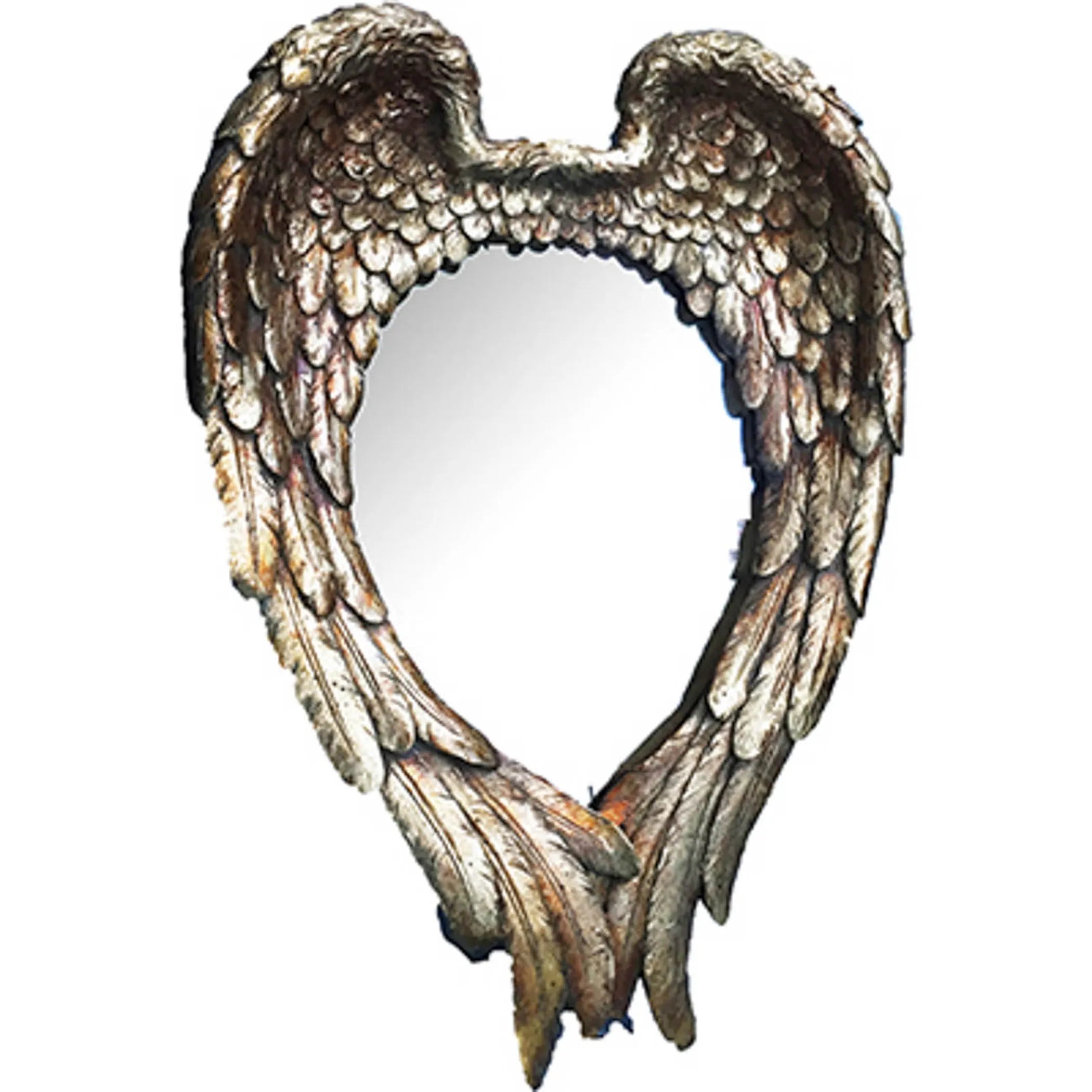 16″ Antiqued Gold Heart Resin Framed Accent Mirror