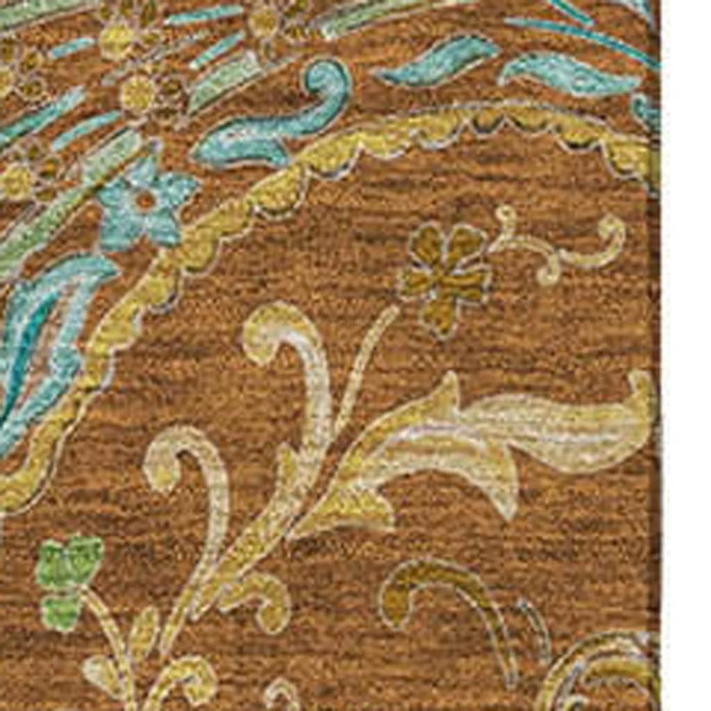 9′ X 12′ Rust Blue And Green Paisley Washable Area Rug With UV Protection — view 3