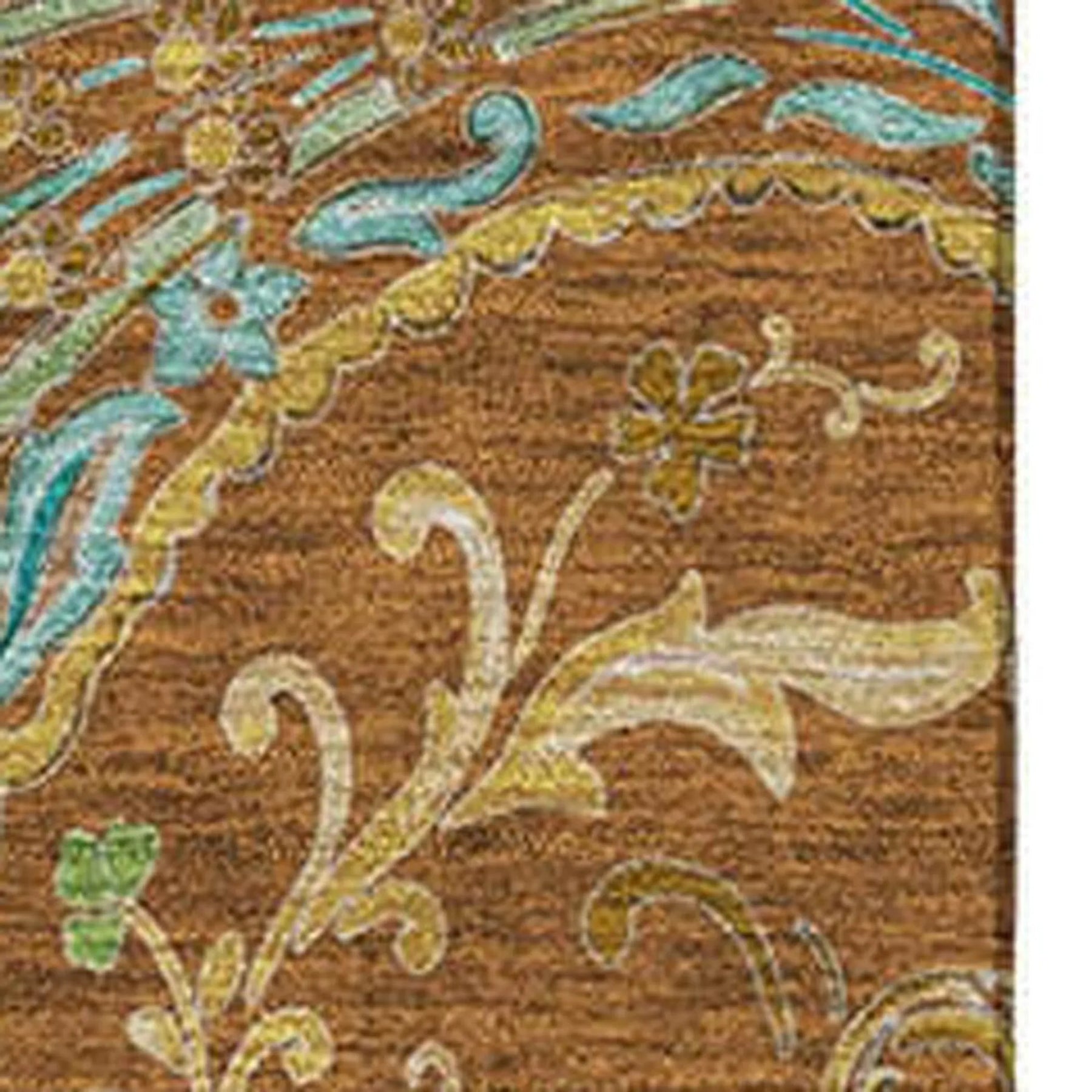 9′ X 12′ Rust Blue And Green Paisley Washable Area Rug With UV Protection — view 3