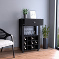 Memphis Bar Cart, Twelve Wine Cubbies, Four Legs, One Open Shelf