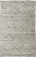 8′ X 10′ Ivory And Silver Striped Hand Woven Area Rug