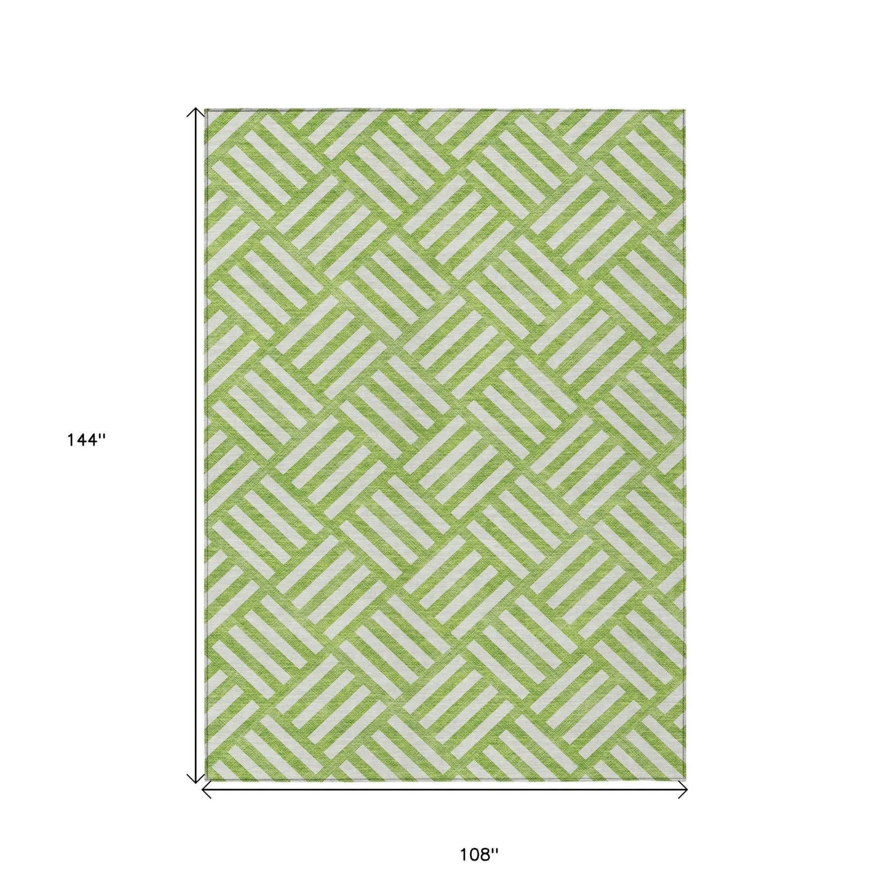 9′ X 12′ Lime Green And Ivory Geometric Washable Indoor Outdoor Area Rug — view 3