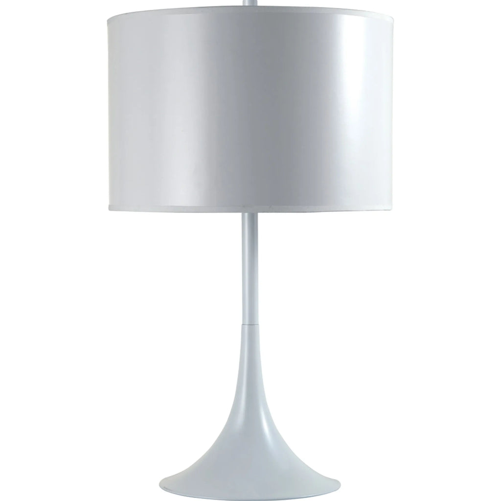 25″ White Metal Table Lamp With White Classic Drum Shade — view 2