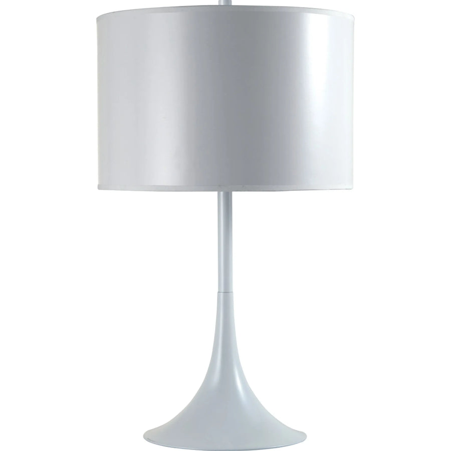 25″ White Metal Table Lamp With White Classic Drum Shade — view 2