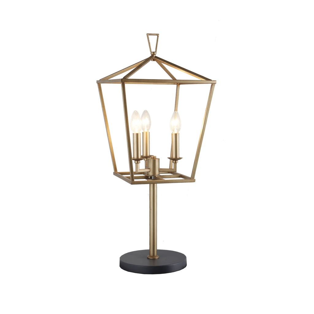 30″ Black Iron Three Light Bedside Table Lamp