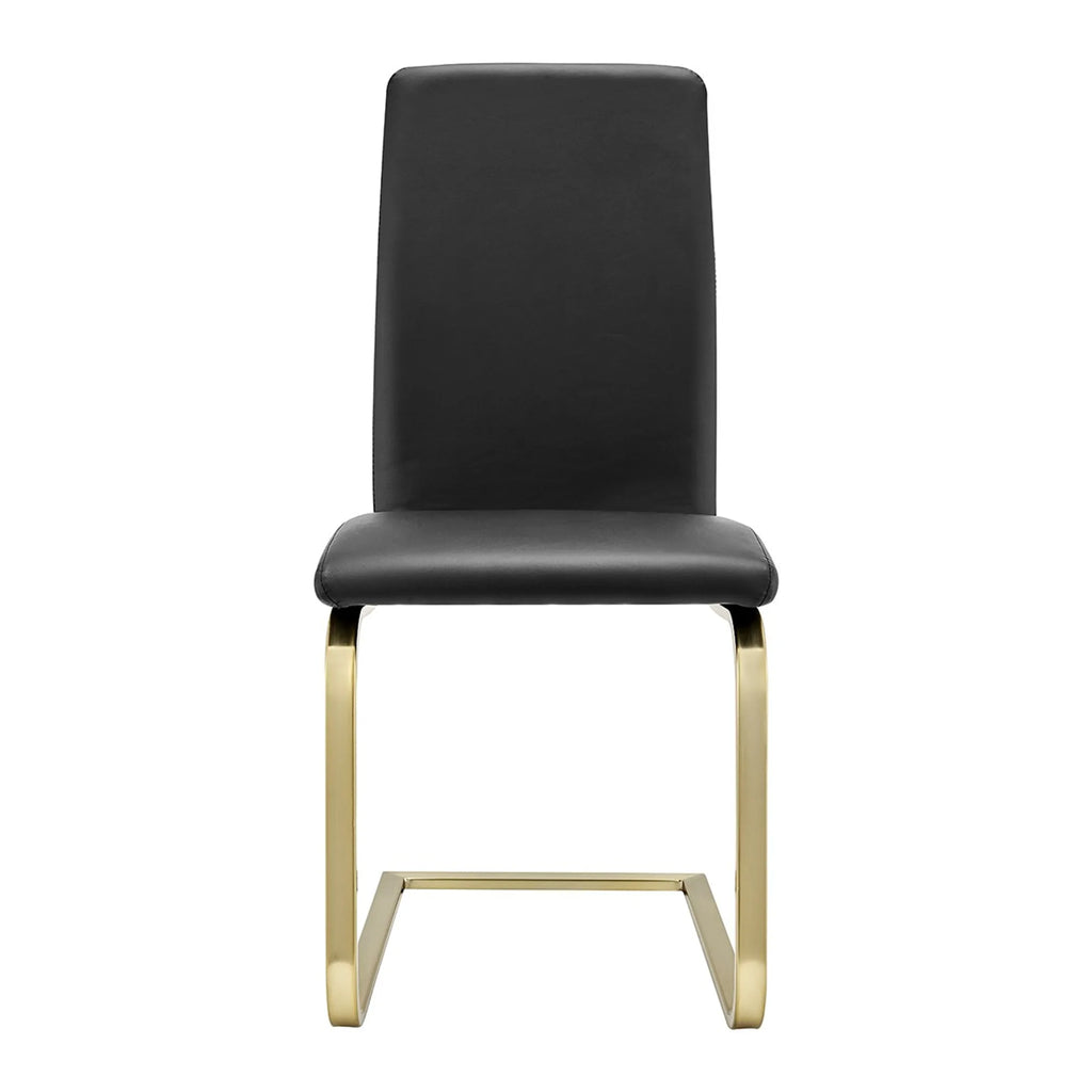 Set of Two Mod Black and Gold Dining Chairs
