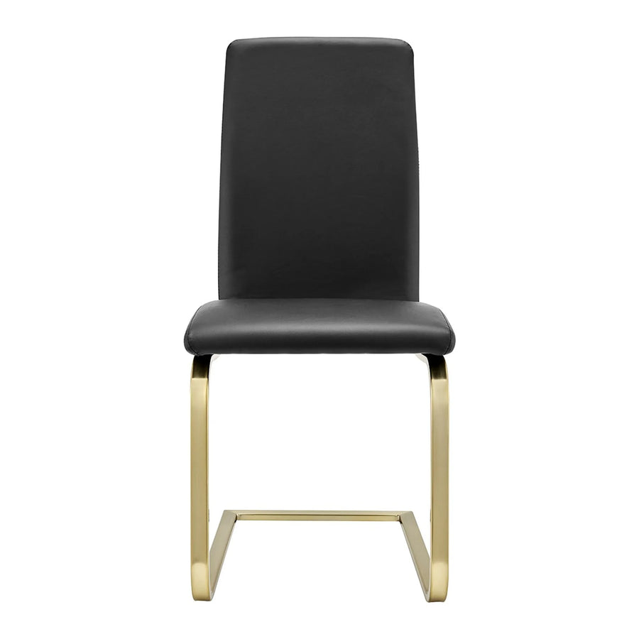Set of Two Mod Black and Gold Dining Chairs