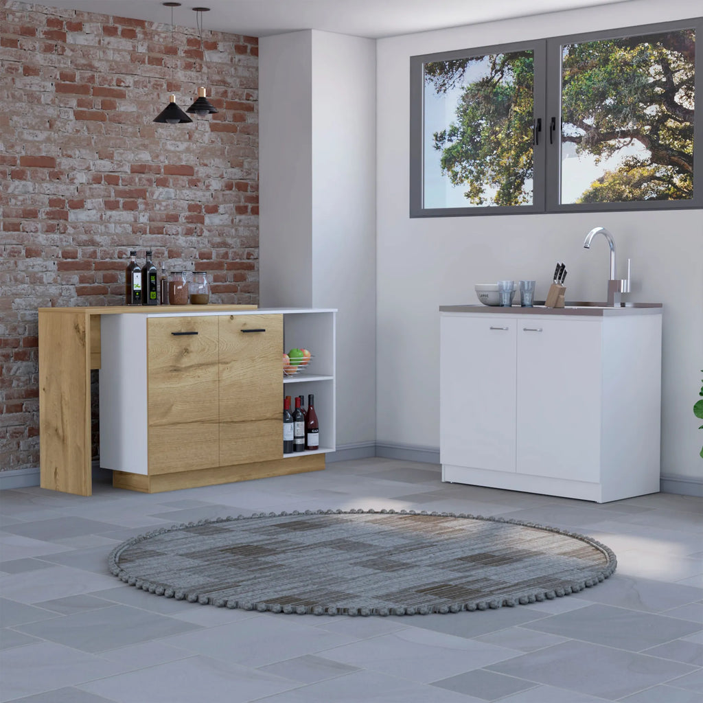 Memphis 2 Piece Kitchen Set, Sicilia Kitchen Island + Napoles Utility Sink
