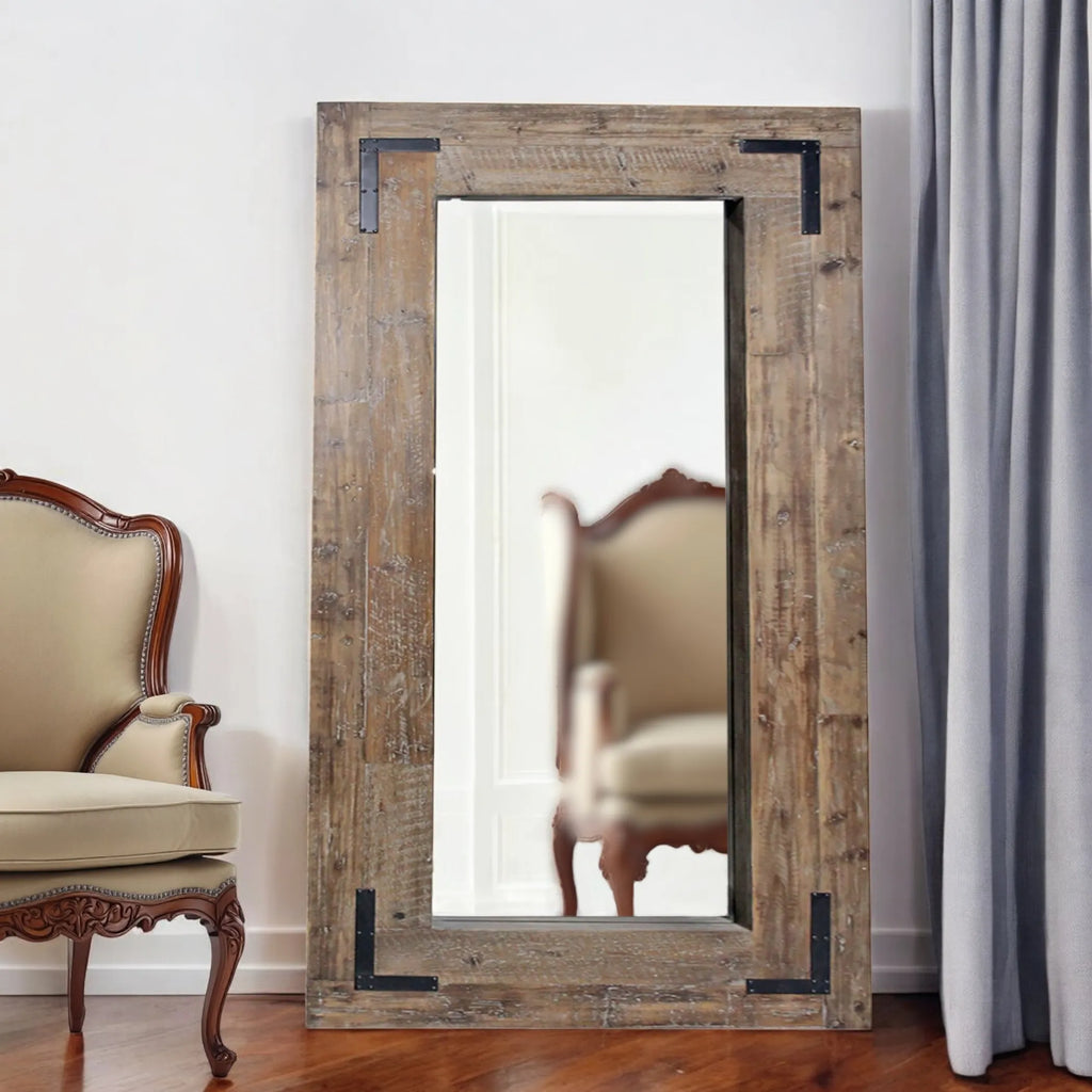 Wood Framed Leaning Accent Mirror