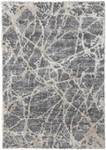 5′ X 8′ Gray And Ivory Abstract Power Loom Stain Resistant Area Rug