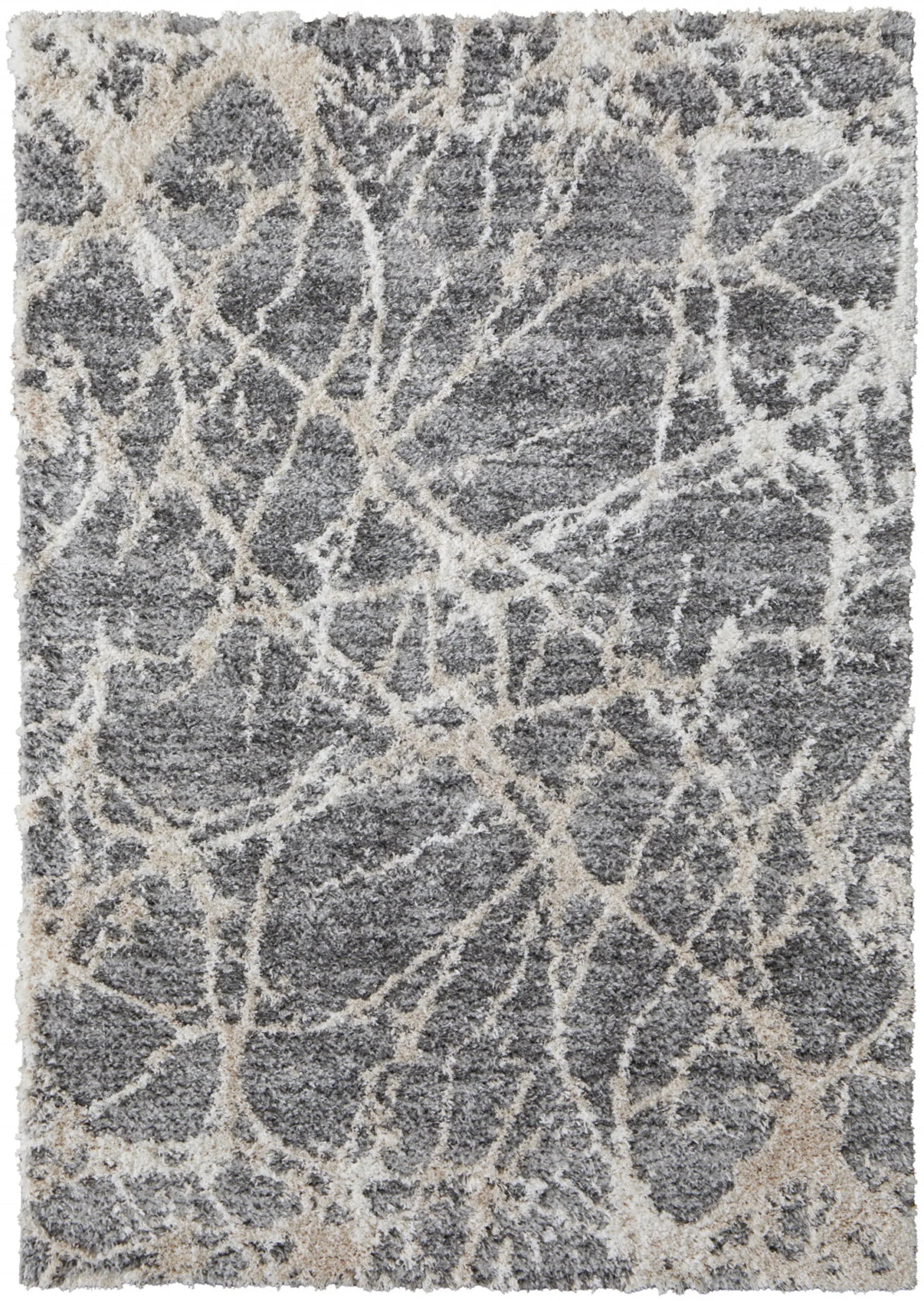 5′ X 8′ Gray And Ivory Abstract Power Loom Stain Resistant Area Rug