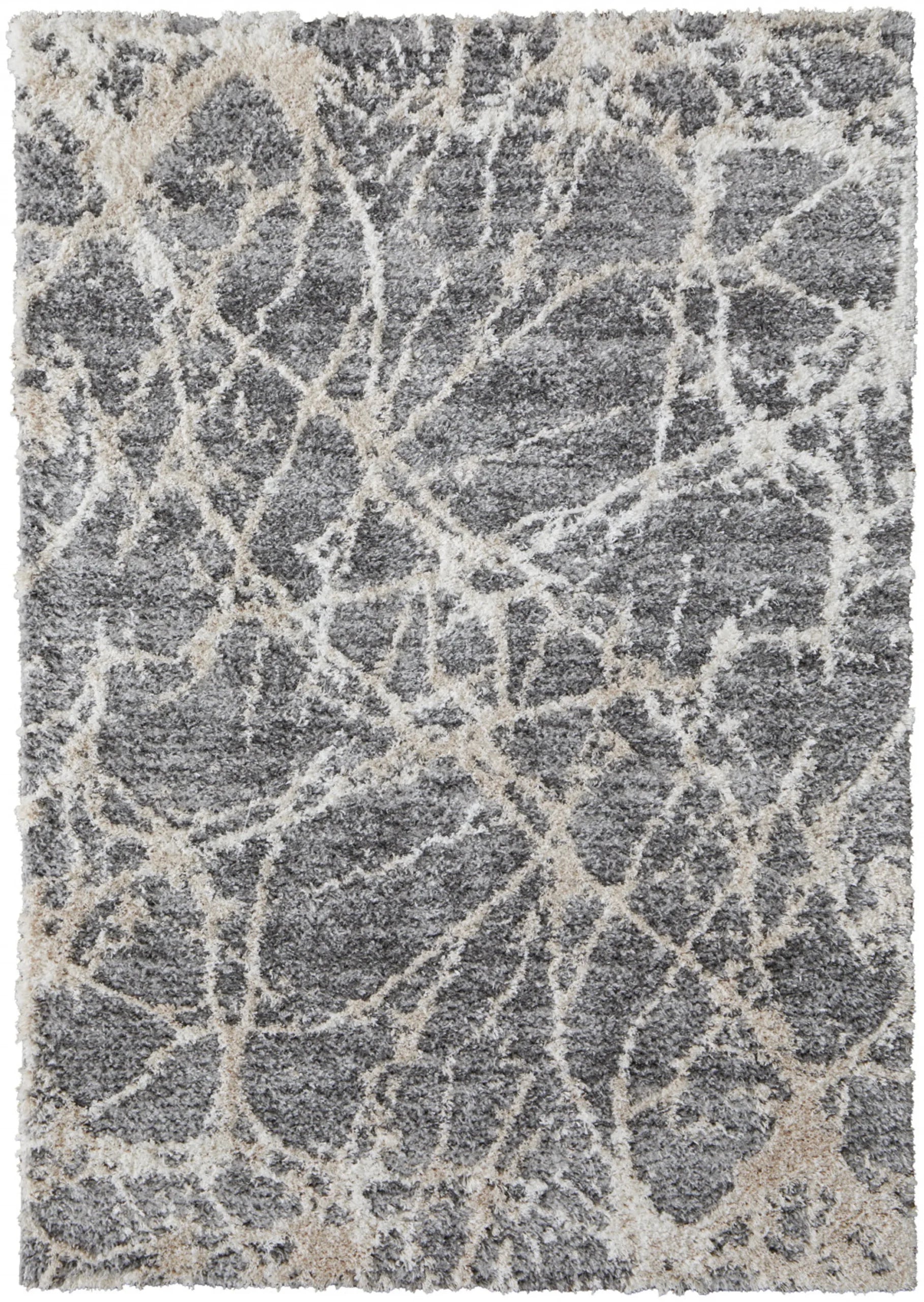 5′ X 8′ Gray And Ivory Abstract Power Loom Stain Resistant Area Rug