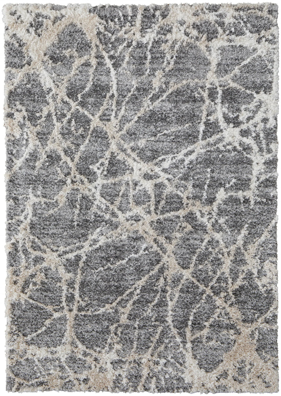 5′ X 8′ Gray And Ivory Abstract Power Loom Stain Resistant Area Rug