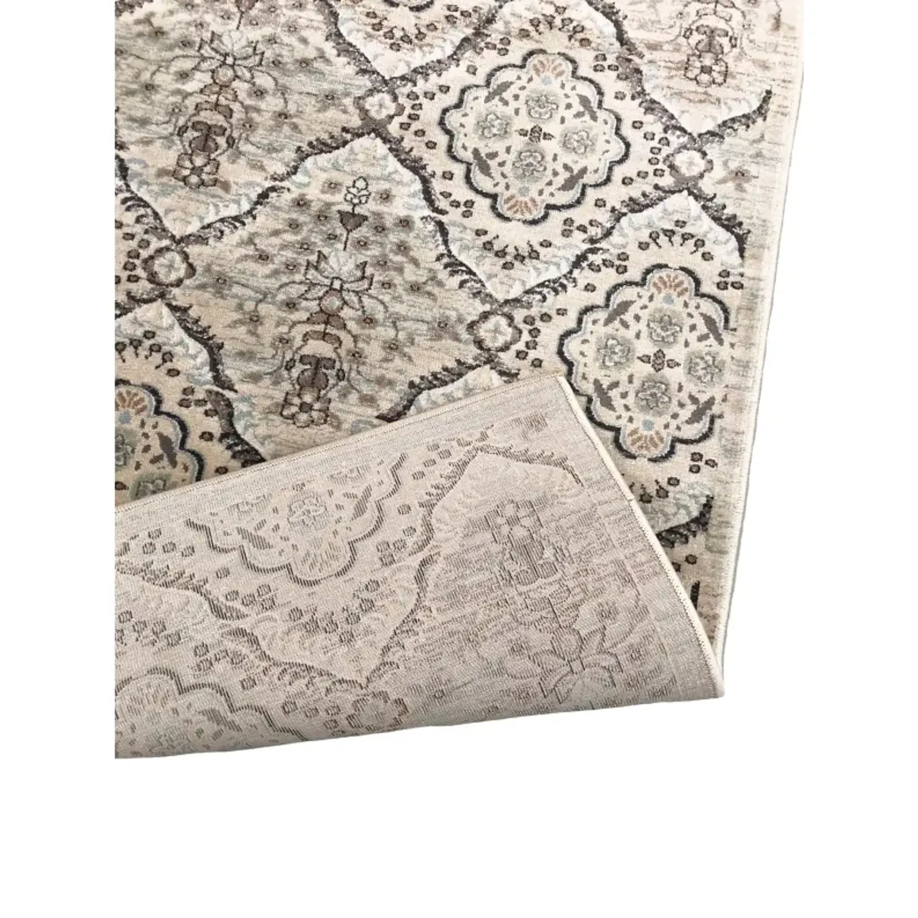 7’10” x 10’3″ Feet Vintage Beige Blue Silky Glam Area Rug — view 4