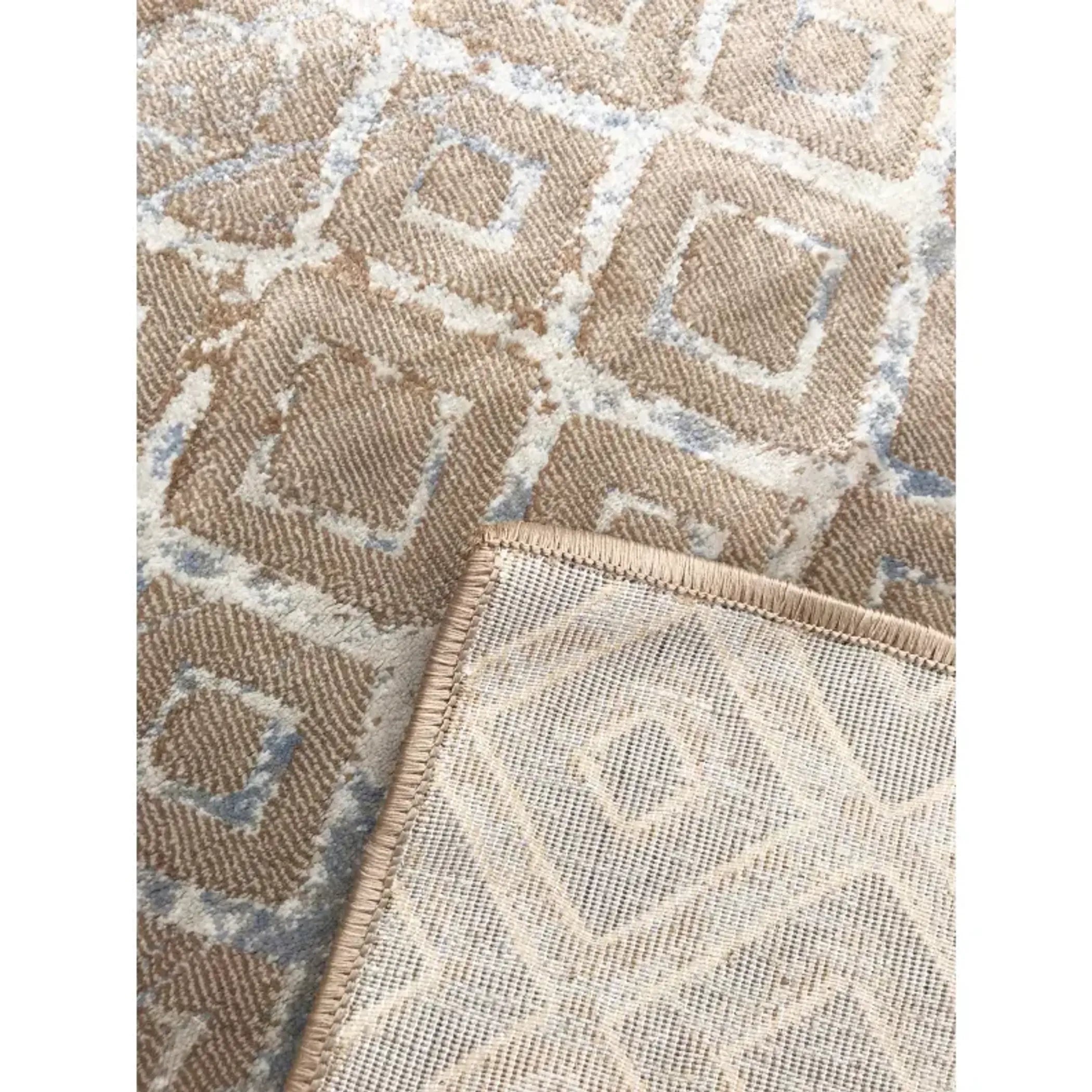 7’10” x 10’3″ feet Dark Beige Geometric Silky Glam Area Rug — view 3