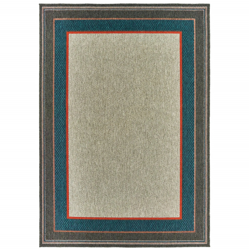 8′ X 10′ Blue and Gray Stain Resistant Indoor Outdoor Area Rug