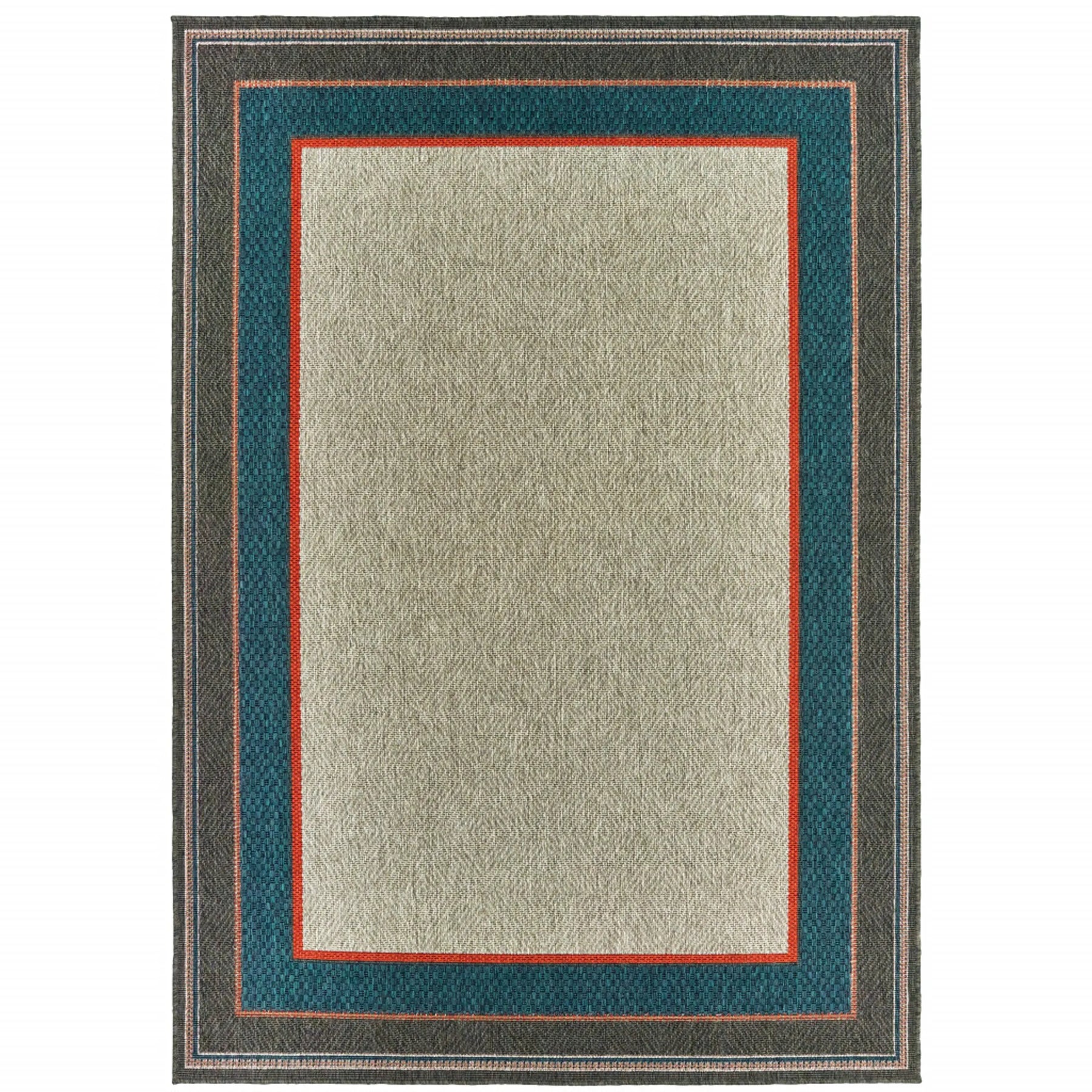 8′ X 10′ Blue and Gray Stain Resistant Indoor Outdoor Area Rug