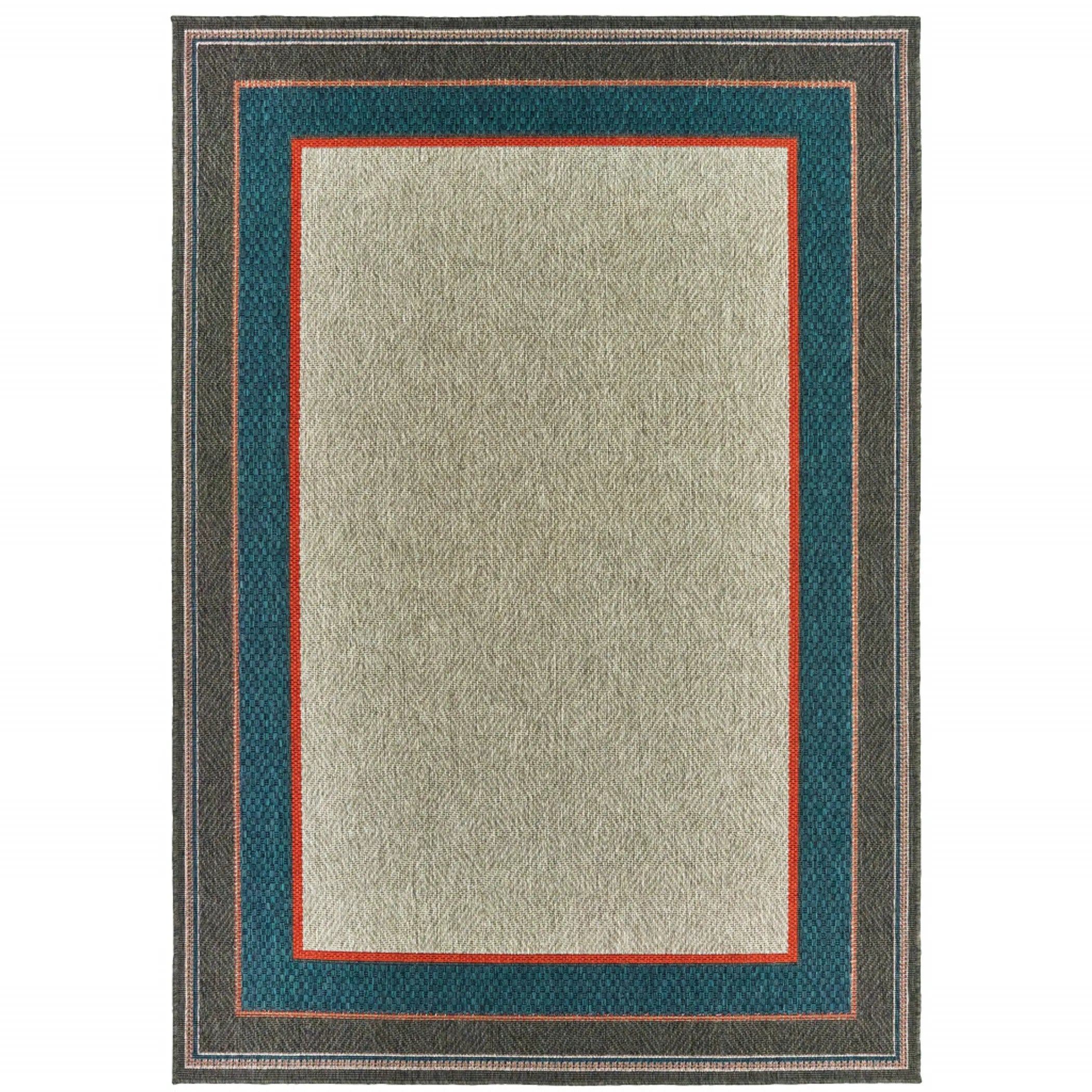 8′ X 10′ Blue and Gray Stain Resistant Indoor Outdoor Area Rug