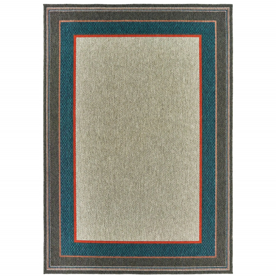 8′ X 10′ Blue and Gray Stain Resistant Indoor Outdoor Area Rug