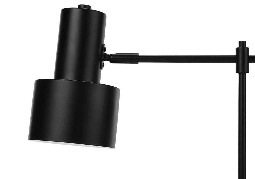 21″ Black Metal Round USB Table Lamp With Black Drum Shade — view 3