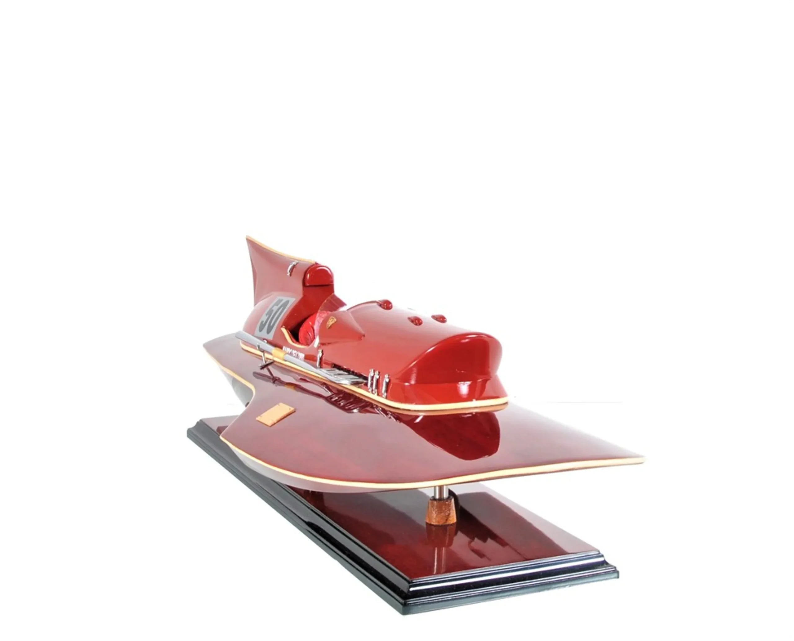 7″ Red Manufactured Wood Hand Painted Decorative Boat — view 3