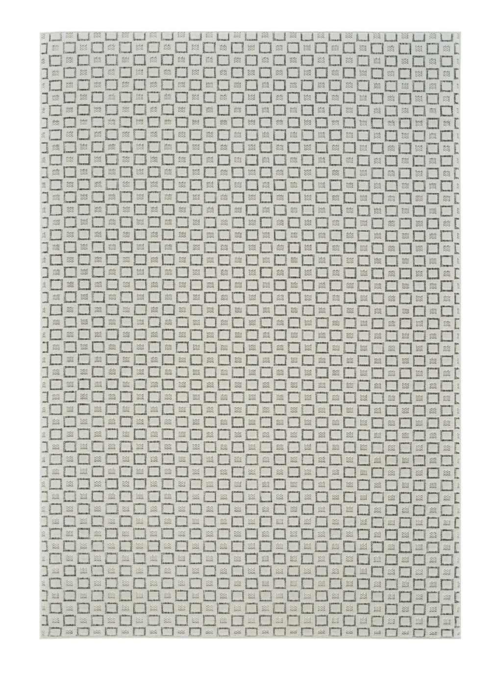 6′ X 9′ Cream and Beige Geometric Distressed Indoor Outdoor Area Rug — view 2