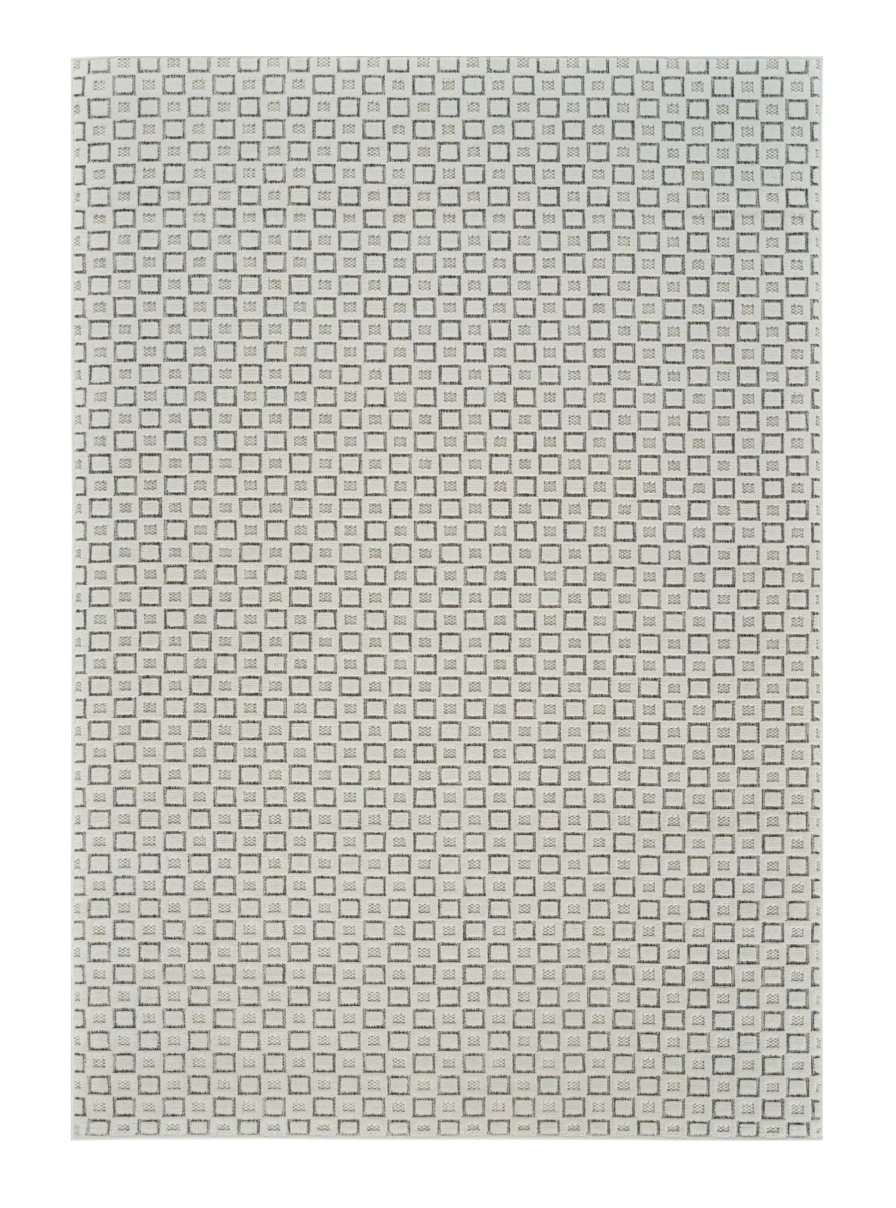 6′ X 9′ Cream and Beige Geometric Distressed Indoor Outdoor Area Rug — view 2