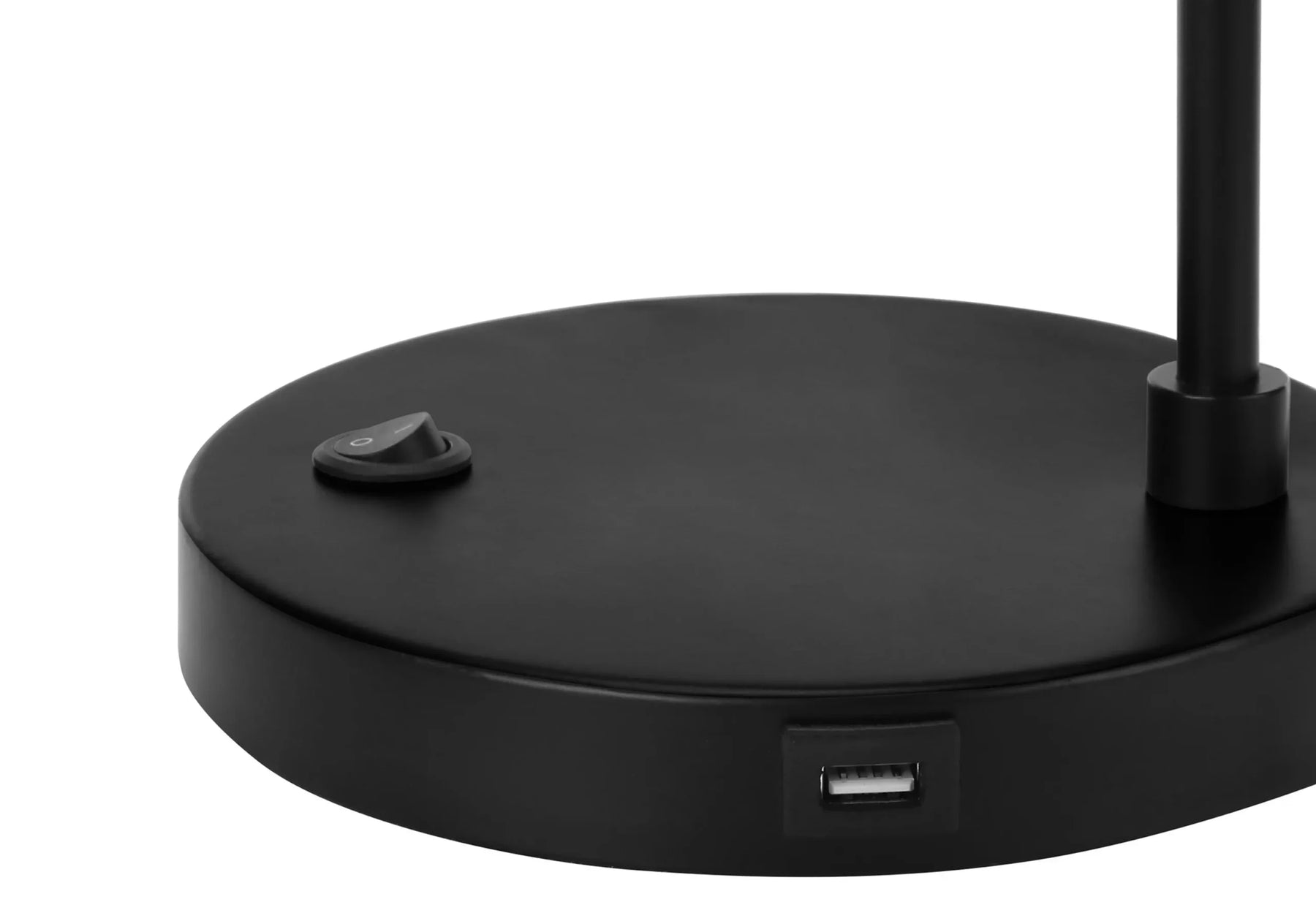 21″ Black Metal Round USB Table Lamp With Black Drum Shade — view 4