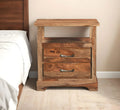 27″ Brown Solid Wood Two Drawer Nightstand
