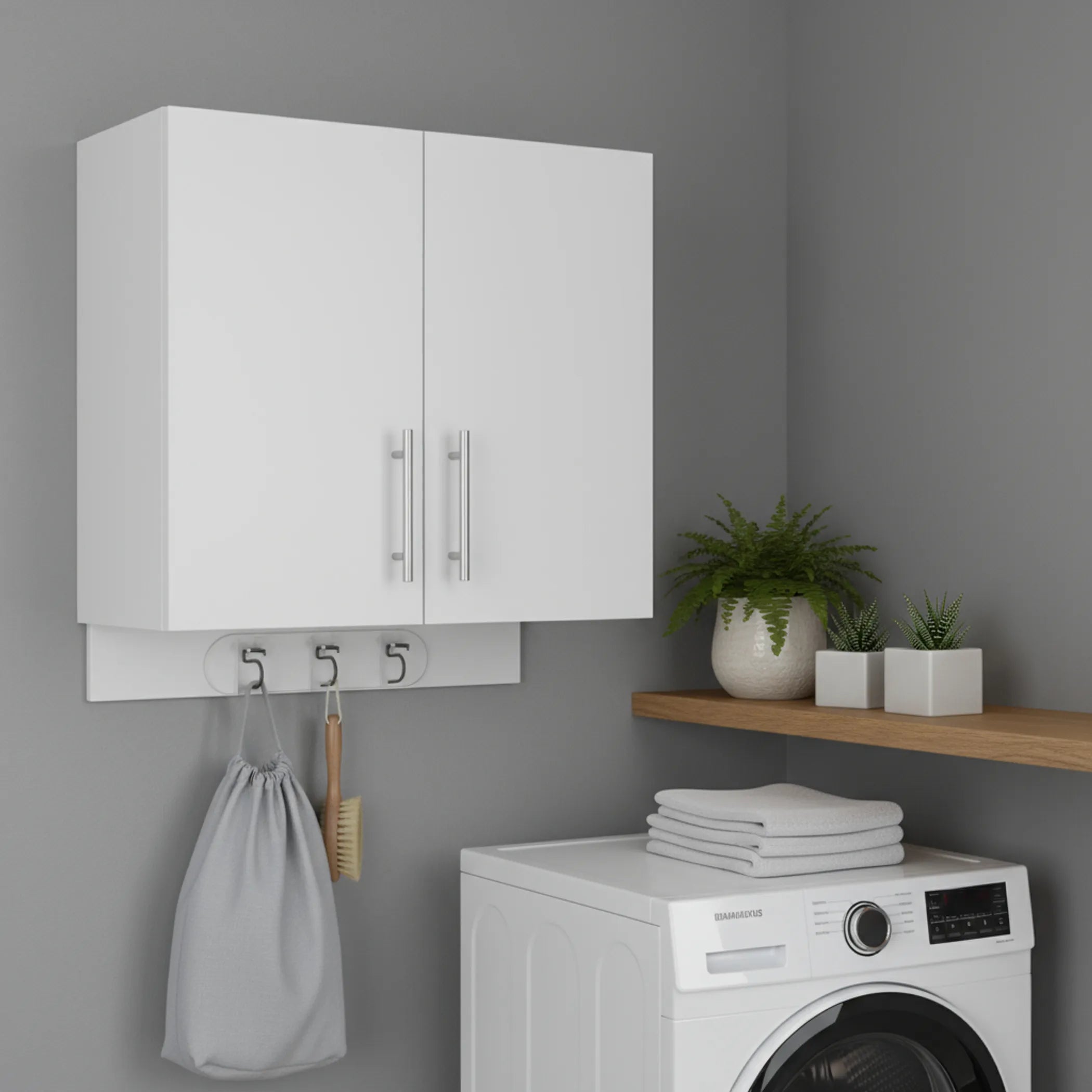 Wood Wall Mounted Utlity Cabinet With Two Doors
