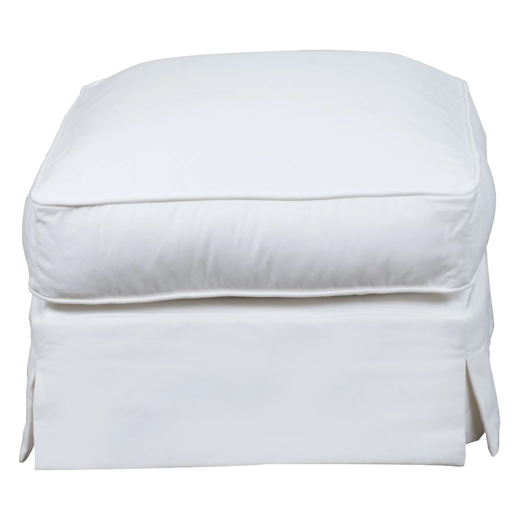 Sunset Trading Ariana Slipcovered Ottoman | Performance Fabric Washable Water-Resistant Stain-Proof | White — view 3