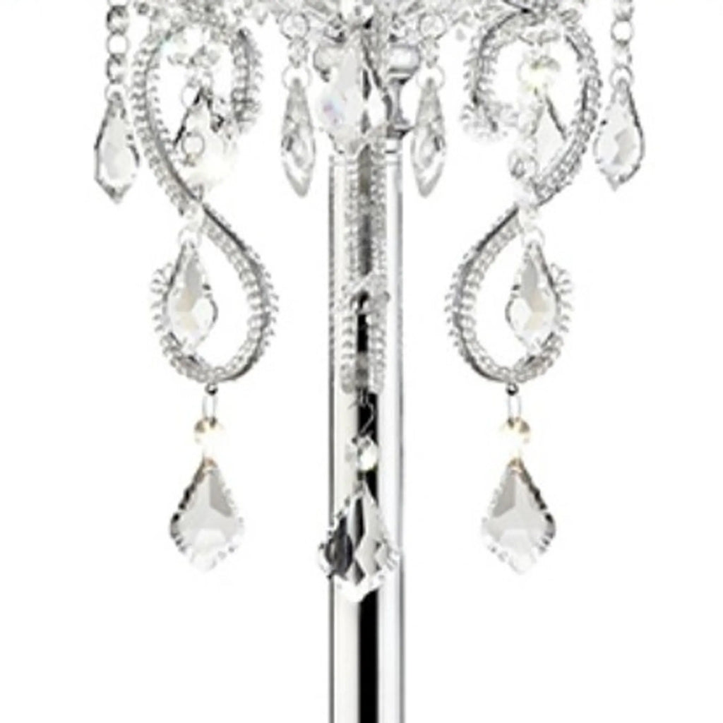 Glam Silver Faux Crystal Accent Table Lamp with See Thru Shade — view 3