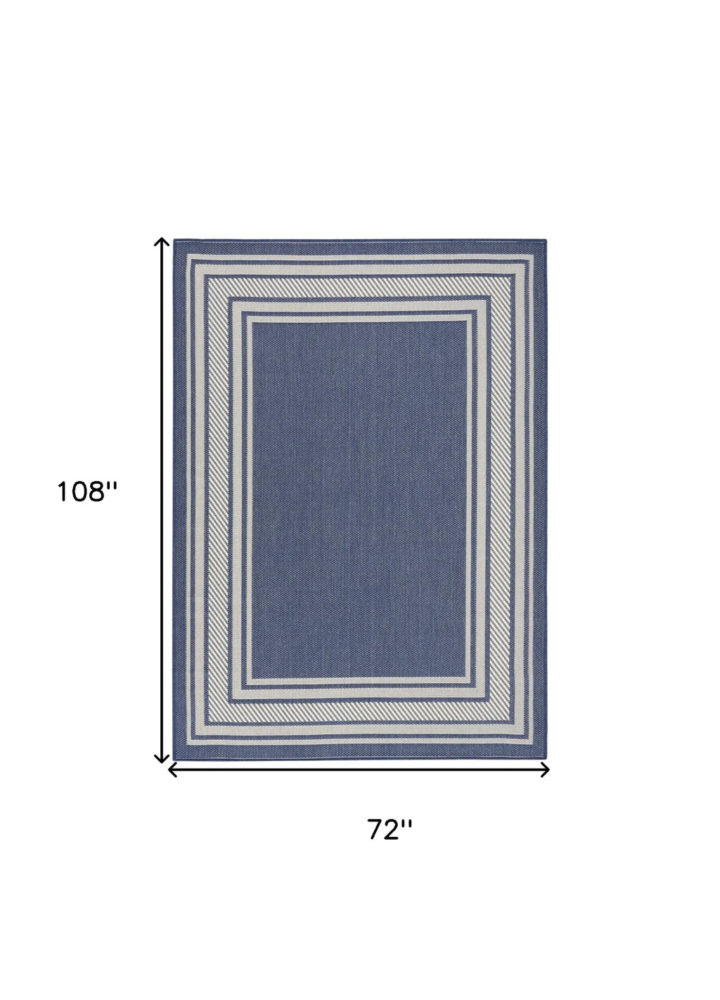 6′ X 9′ Navy Blue And Ivory Geometric Indoor Outdoor Area Rug — view 2