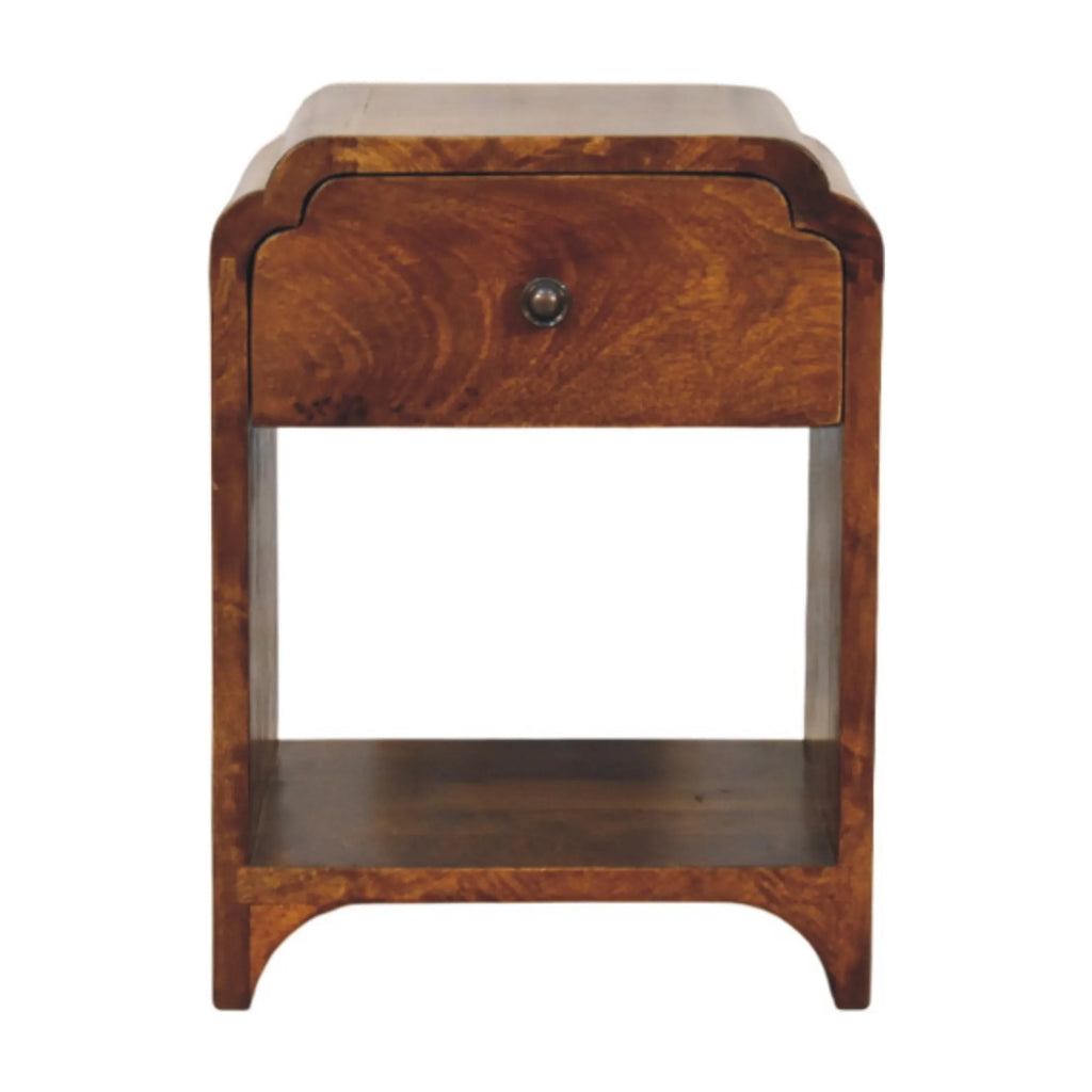 Solid Wood One Drawer Scallop Edge Nightstand — view 2