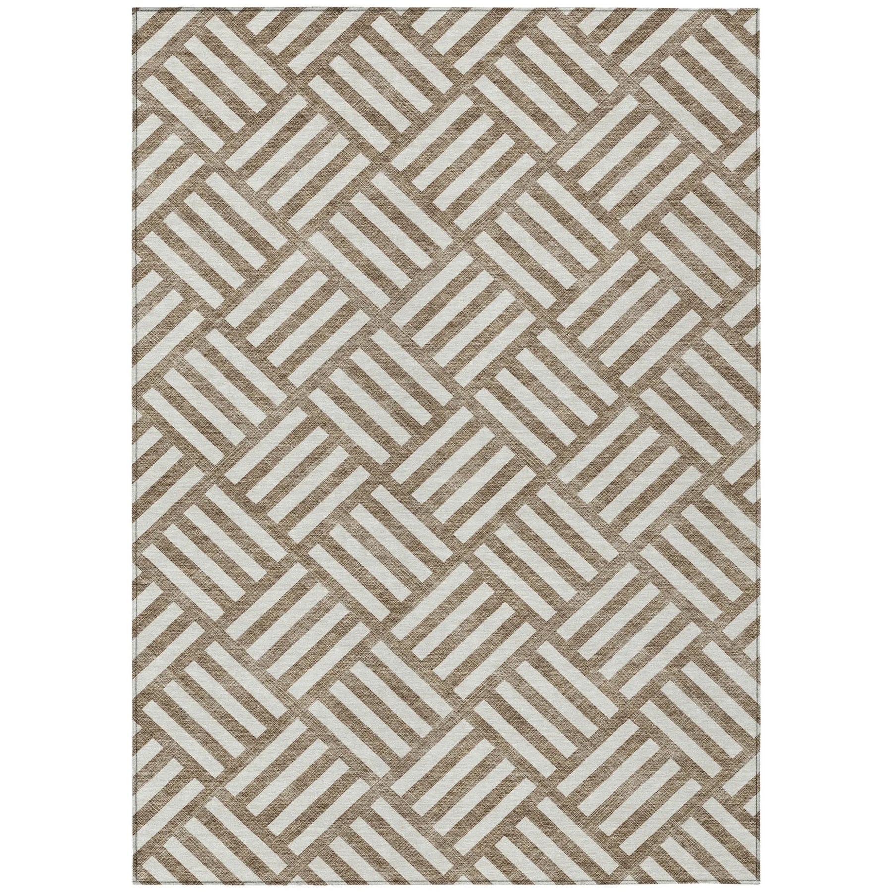 10′ X 14′ Brown And Ivory Geometric Washable Indoor Outdoor Area Rug — view 2