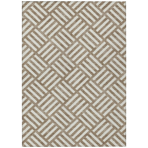 10′ X 14′ Brown And Ivory Geometric Washable Indoor Outdoor Area Rug — view 2