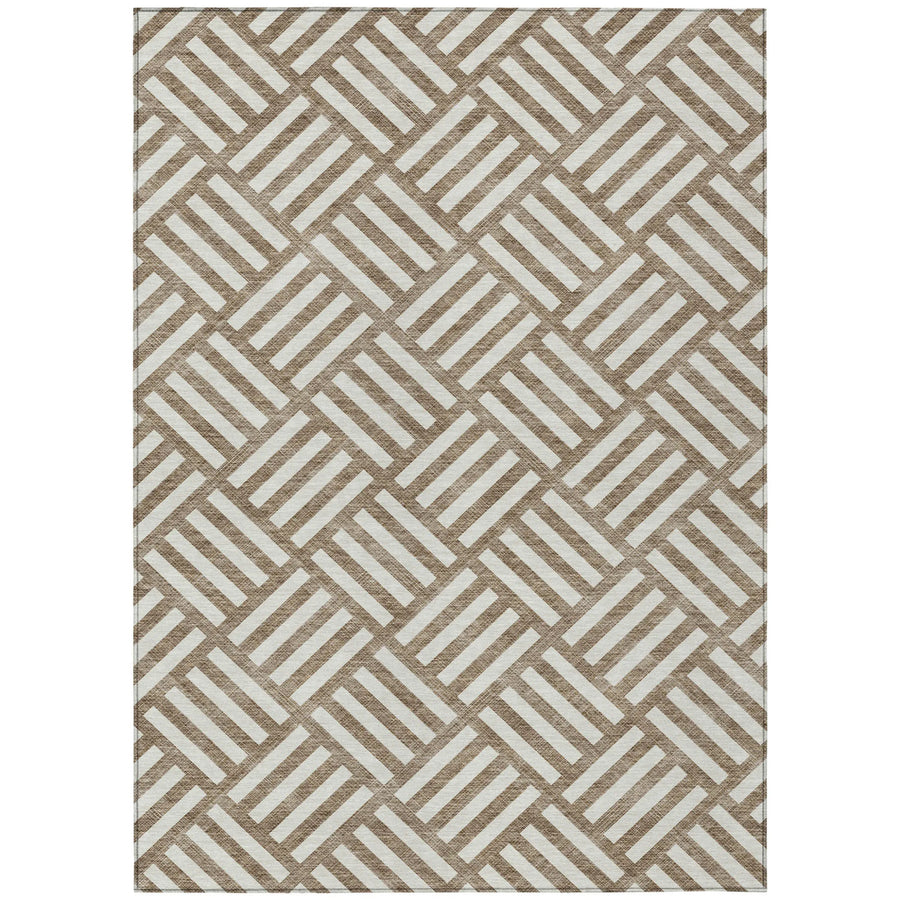 10′ X 14′ Brown And Ivory Geometric Washable Indoor Outdoor Area Rug — view 2