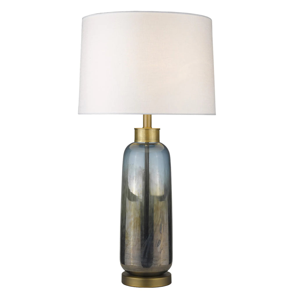 31″ Steel Blue Glass Table Lamp With White Empire Shade — view 3