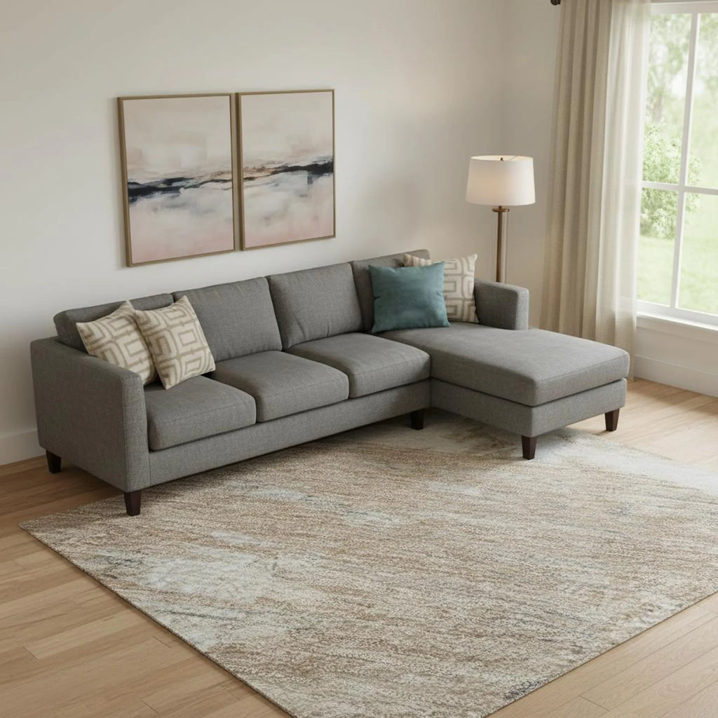 9′ X 12′ Rust Gray And Ivory Abstract Washable Area Rug With UV Protection