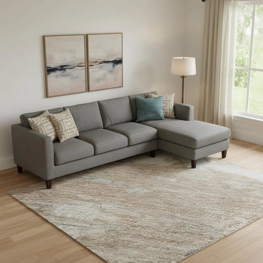 9′ X 12′ Rust Gray And Ivory Abstract Washable Area Rug With UV Protection